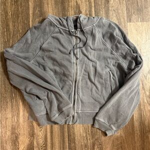 Free People Oversized Gray Zip-Up Hoodie
